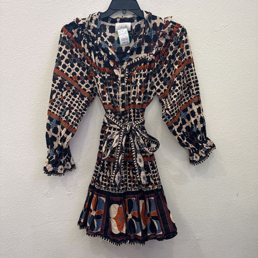C LESOBELLA,FLORAL TIERED DRESS ,BLK/MULTI,XL