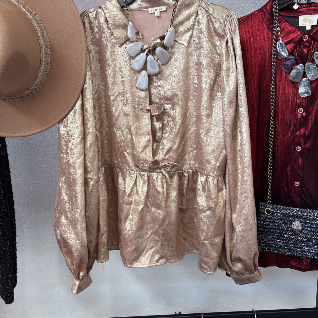 JODIFL,NWT SHIMMER BOW TOP,Gold,M