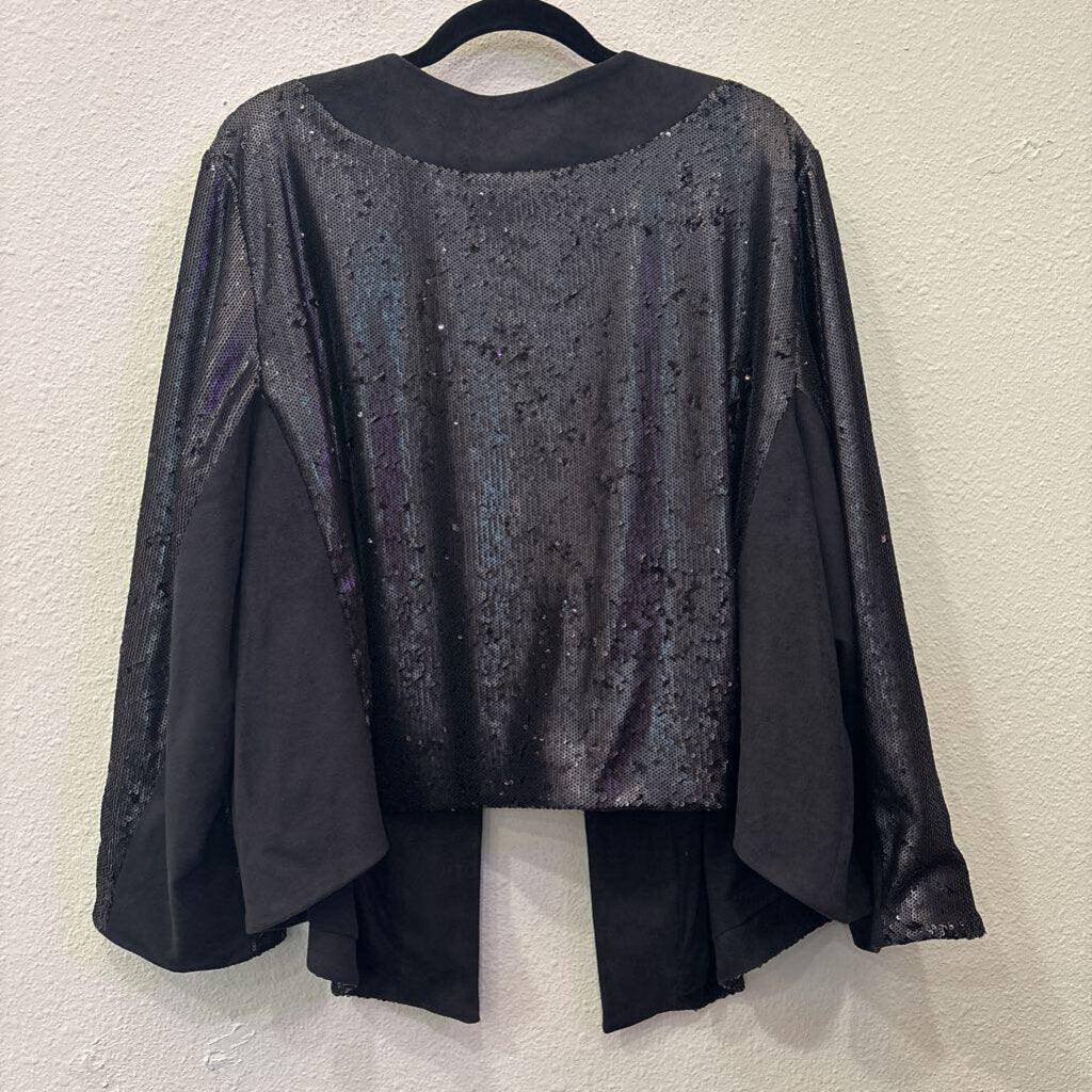 ANTHROPOLOGIE,SEQ SUEDE BLAZER ,BLK ,3X