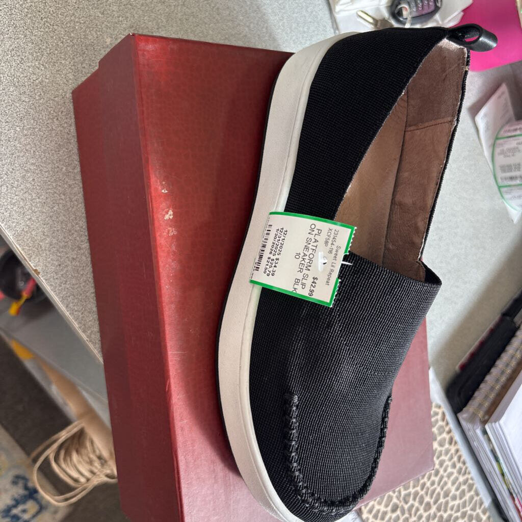 DONALD PLINER,PLATFORM SLIP ON SNEAKER ,BLK,10