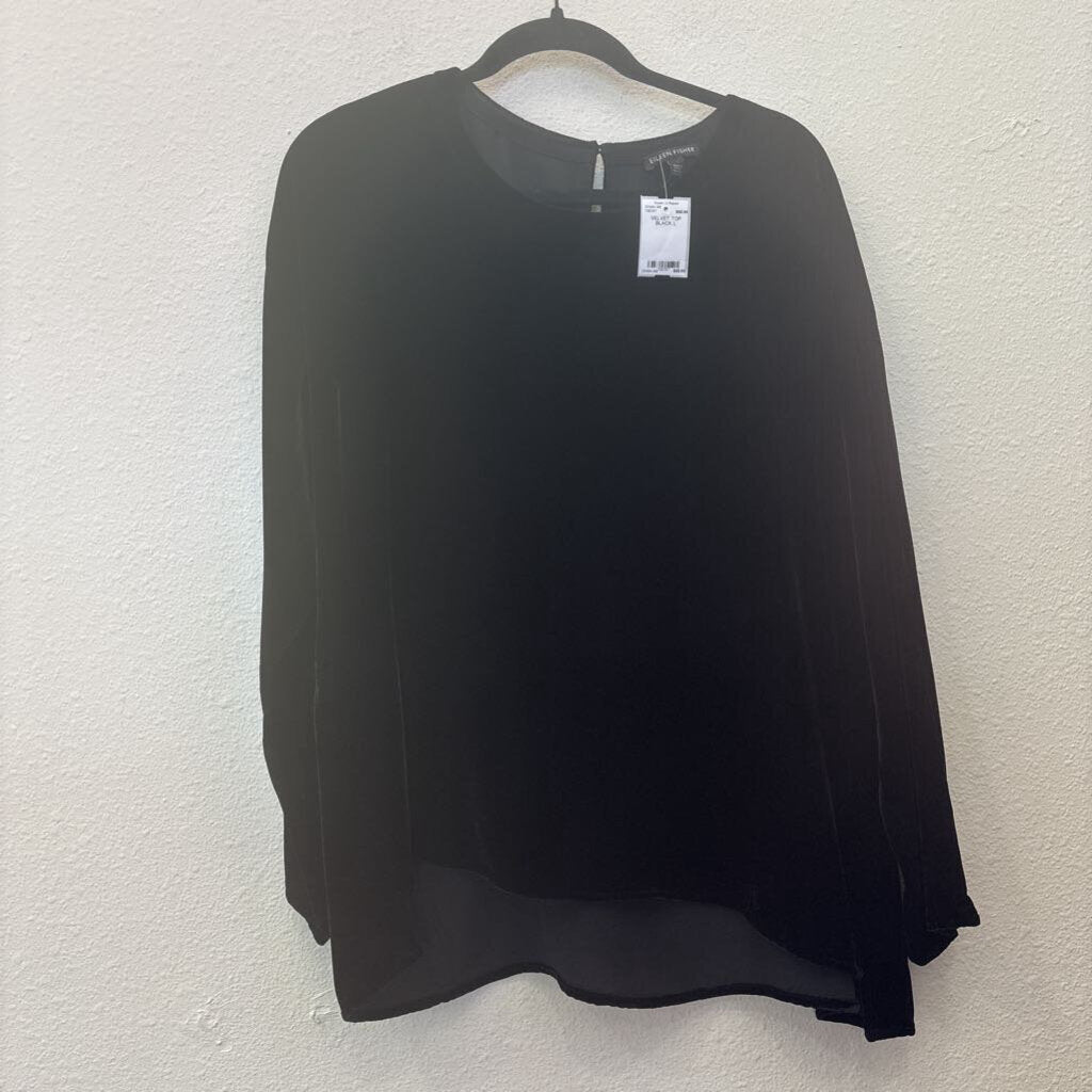 EILEEN FISHER,VELVET TOP,BLACK,L