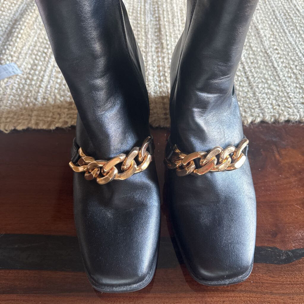 BAMBOO,Buckle Boot,Black gold ,9