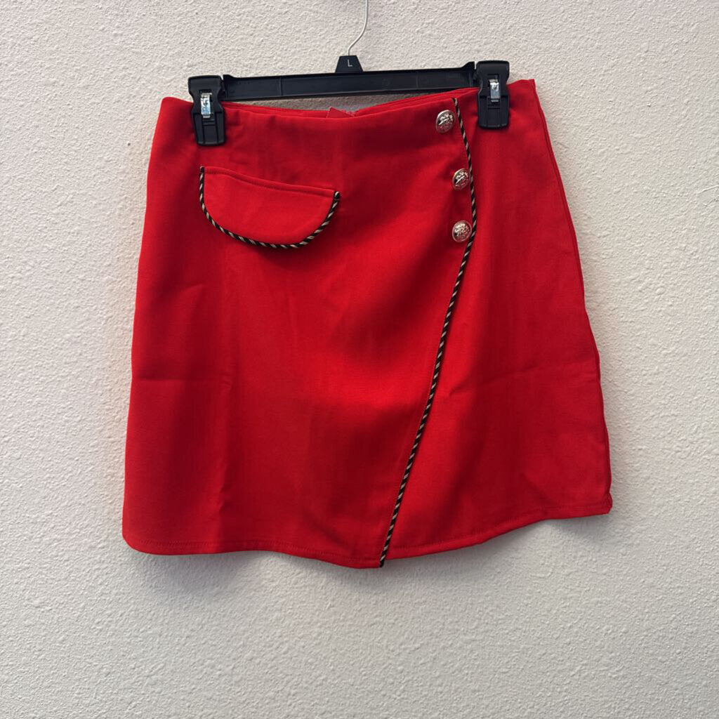NO LABEL,BUTTON SKIRT ,red ,M