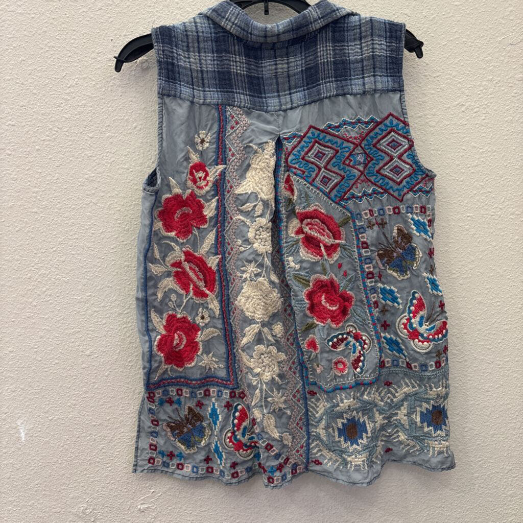JW PLAID FLORAL TOP