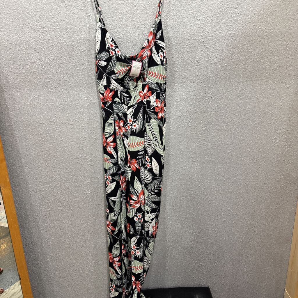 MINKPINK,TROPICAL JUMPSUIT ROMPER ,BLK/WHT CORAL ,XS