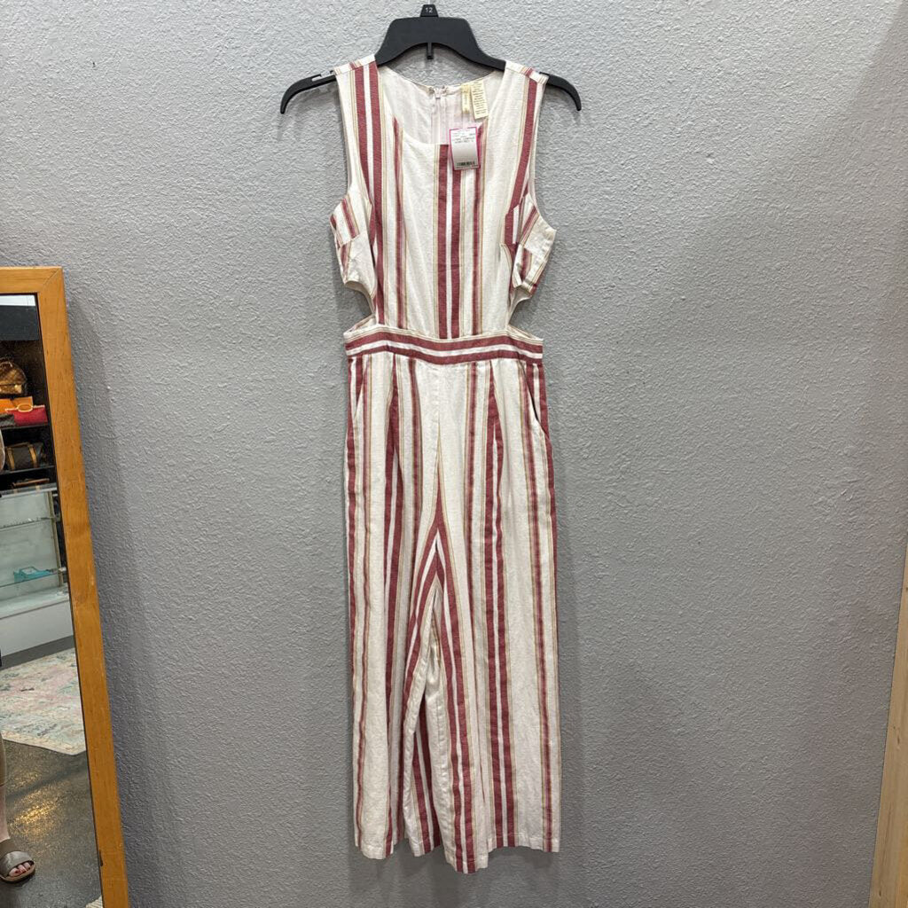 JAPNA,STRIPE JUMPSUIT ,IVORY/RED ,S