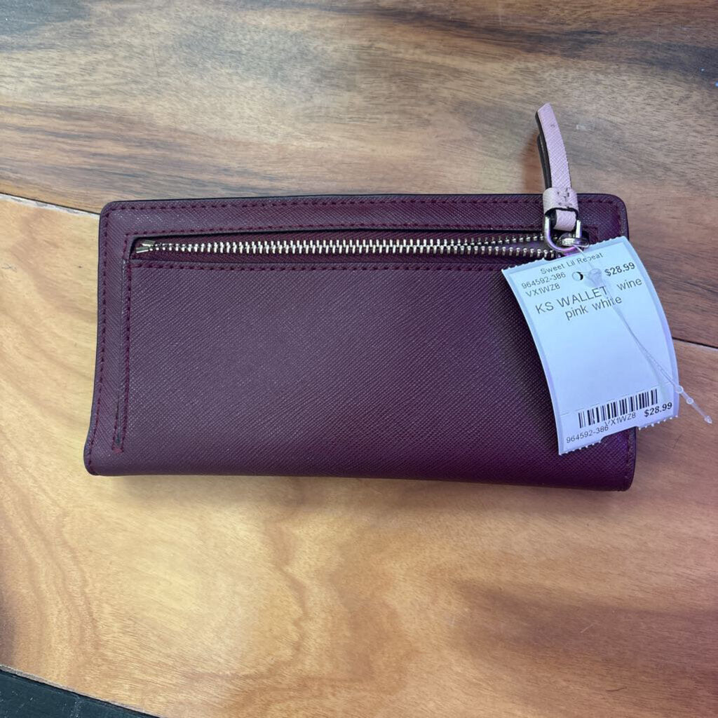 KATE SPADE,KS WALLET ,wine pink white