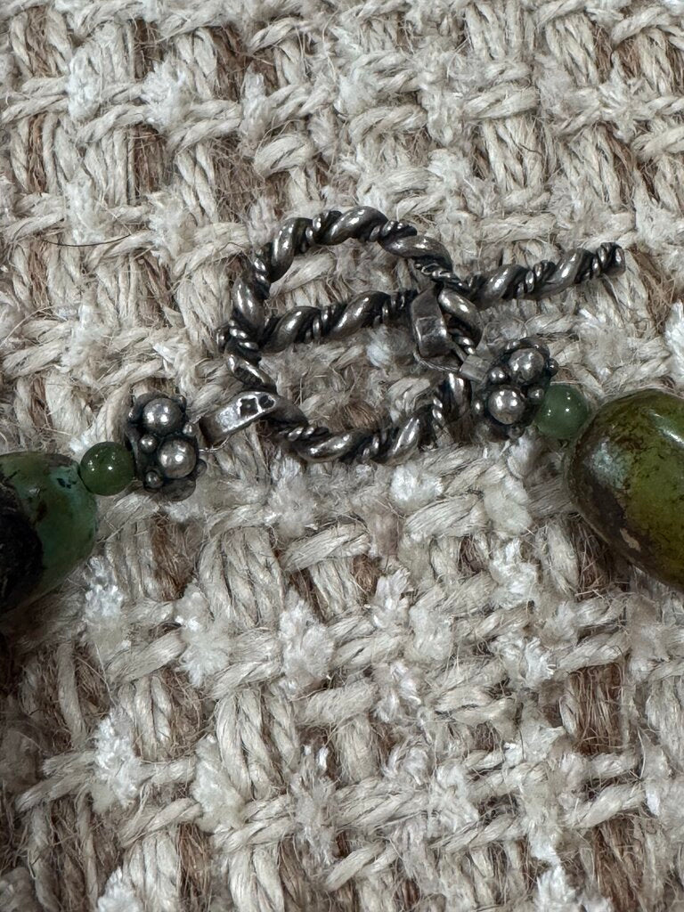 NO LABEL,Chunky Graduated Turquoise Necklace with sterling silver,Turquoise silver