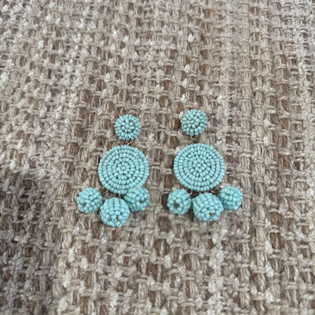 NO LABEL,Bead dangle earring ,Gold teal