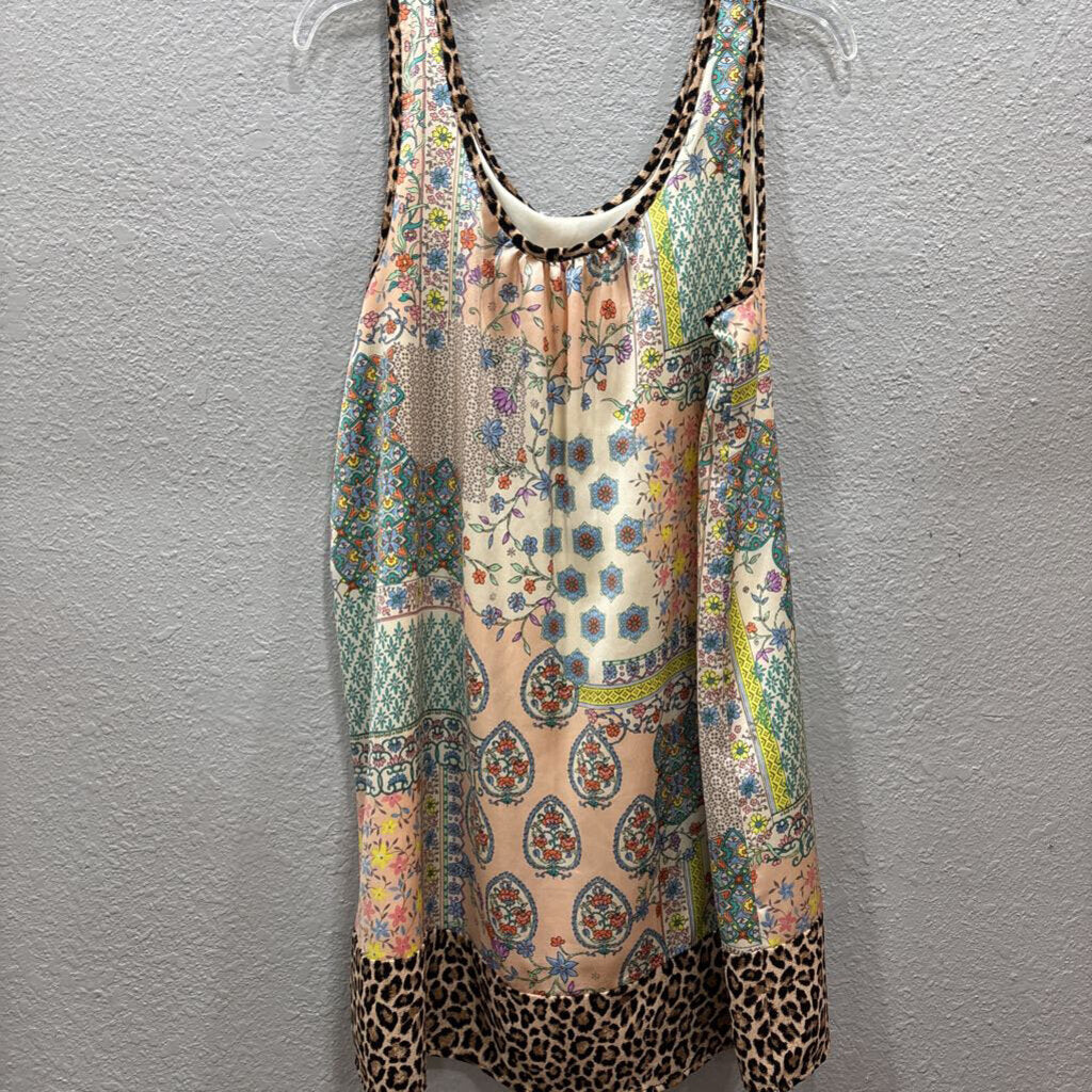 NO LABEL,PATTERNED SHEER DRESS ,MULTI ,M
