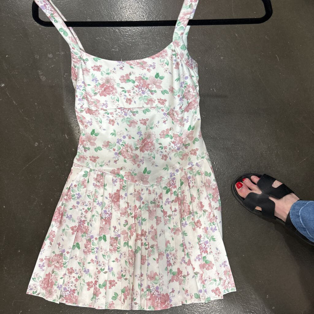 PEACH LOVE,FLORAL TANK DRESS ,WHT/PINK/GRN ,M