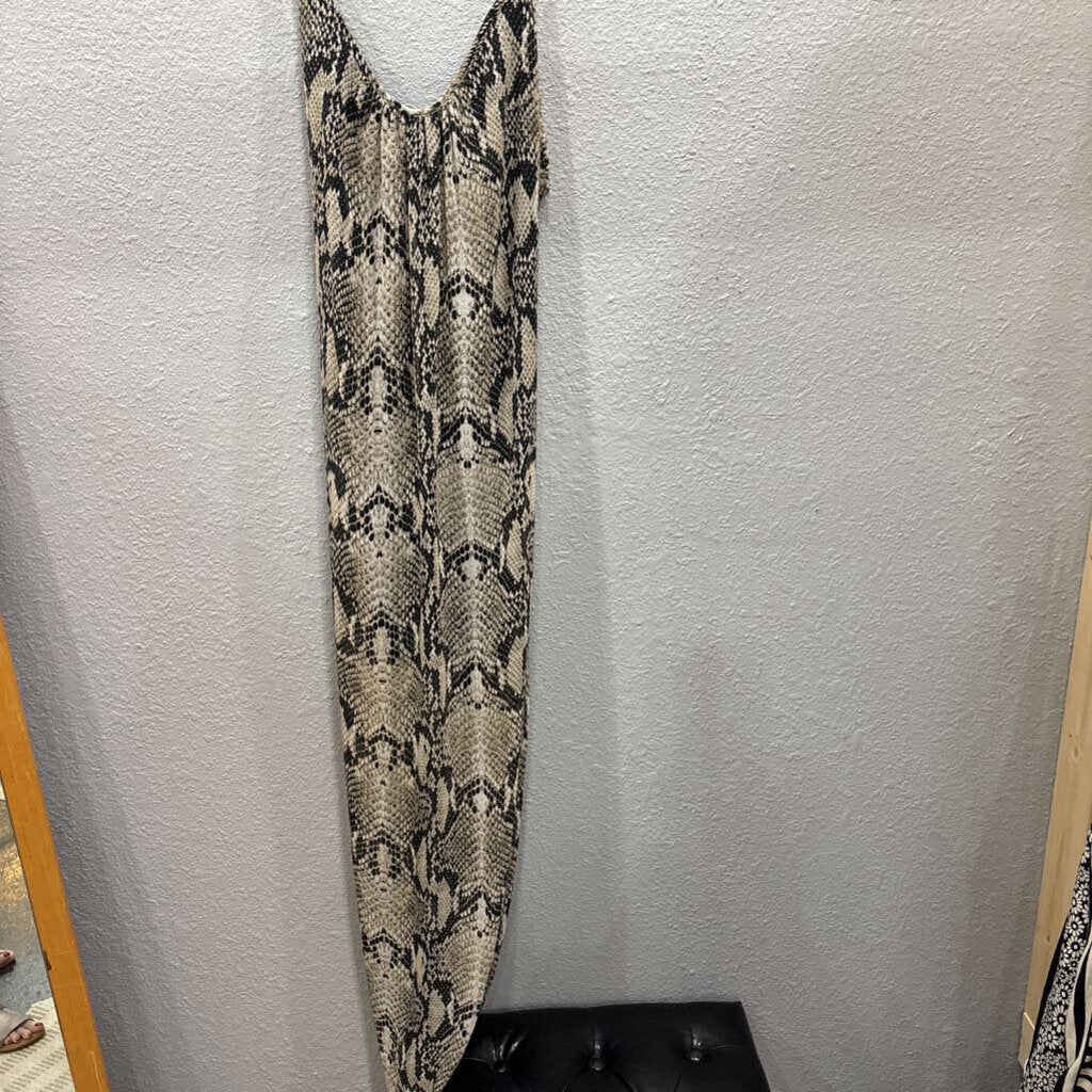 KARLIE,SHEER SNAKE TANK DRESS ,BRN/BLK ,S