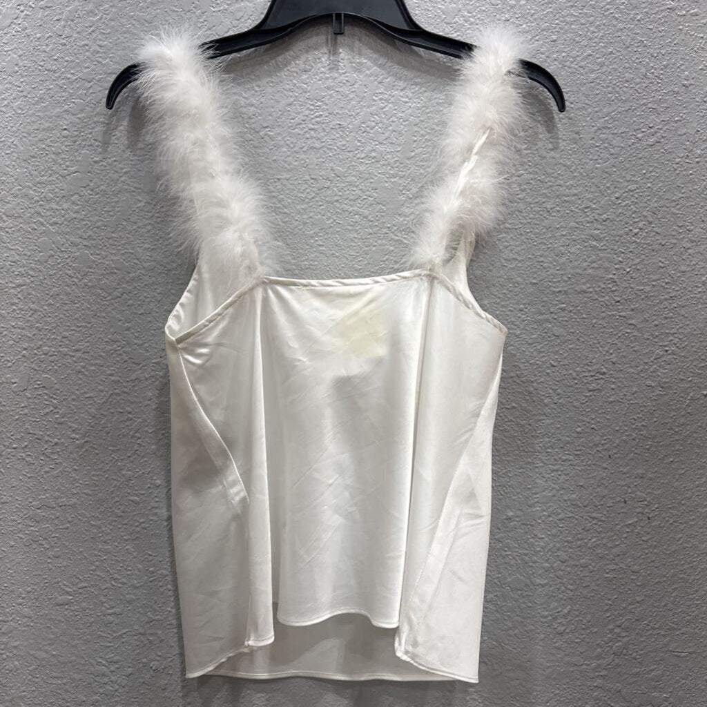 GRACE,SILK LIKE FEATHER TANK TOP,WHITE,S
