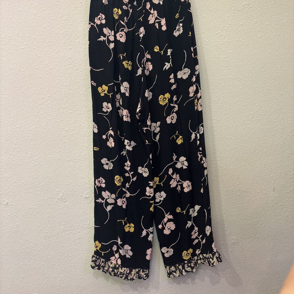 F.L. MALIK,FLORAL FLOWY PANT ,BLK/YEL/PNK ,M