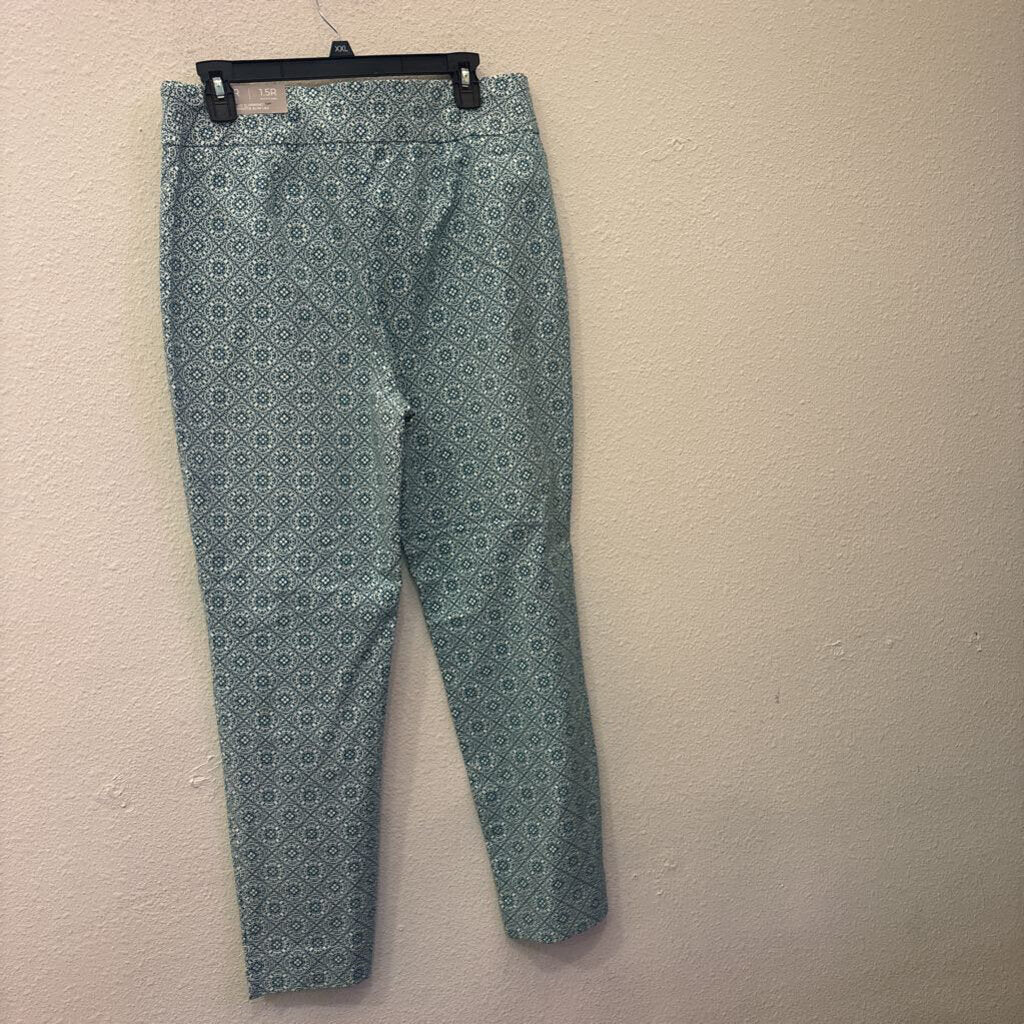 CHICO'S,NWT PATTERNED ,WHT AQUA ,1.5