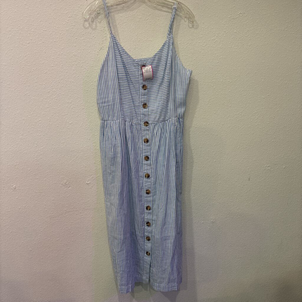 STRIPED HIGH WAIST W/ BUTTONS,BLUE ,L