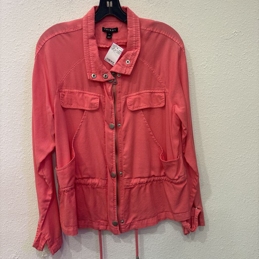 TRIBAL,LIGHT BUTTONUP JACKET ,CORAL ,L