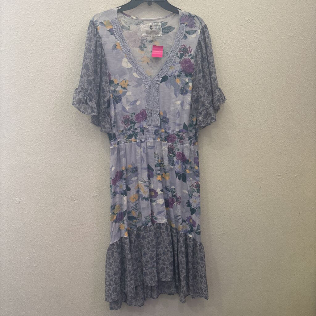 Cupio,NEW FLORAL MAXI DRESS,PURPLE,L