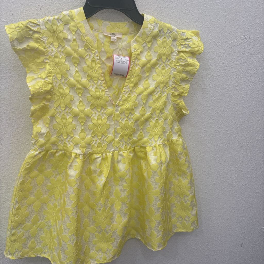 ENTRO,LACE RUFFLE TOP ,NEON ,S