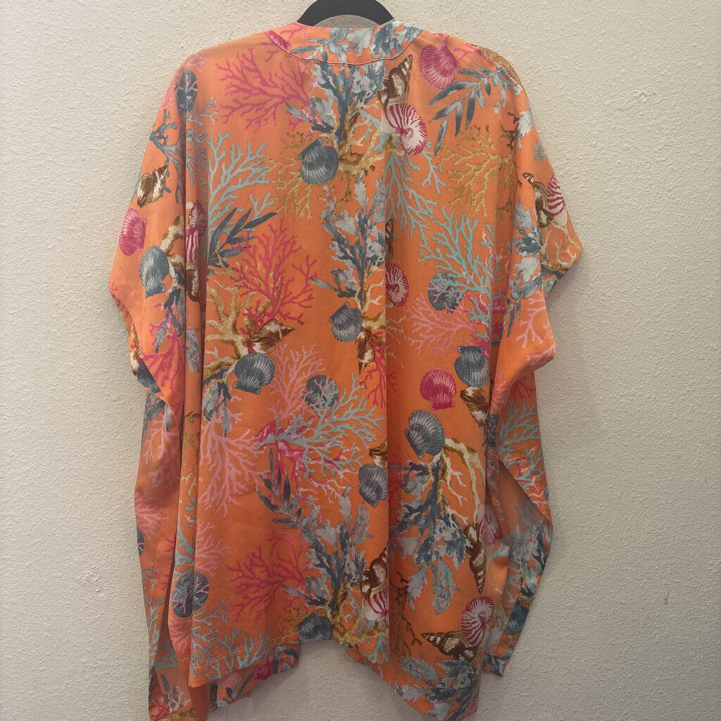 CHICO'S,BEACHY SHEER KIMONO ,ORG MULTI,S/M