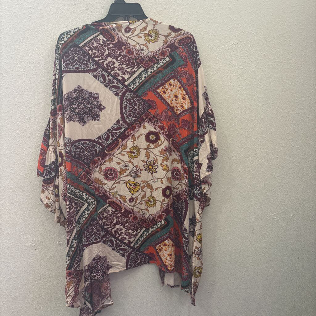 GIGIO,PATTERNED FLOWY KIMONO, MULTI,M