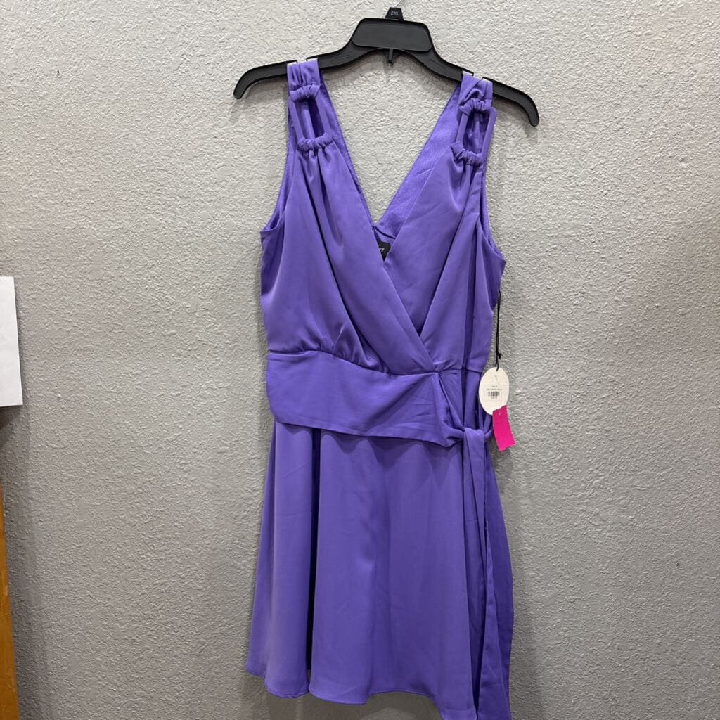 MILK &HONEY,V NECK SHORT DRESS,PURPLE,M