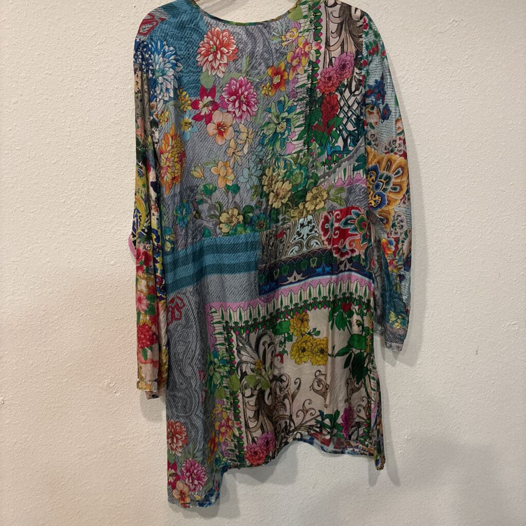 JOHNNY WAS,RAYON FLORAL SHEATH TUNIC,MULTI,XL