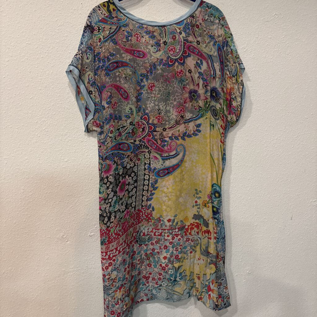 JOHNNY WAS,RAYON FLORAL SHEATH DRESS,MULTI,L