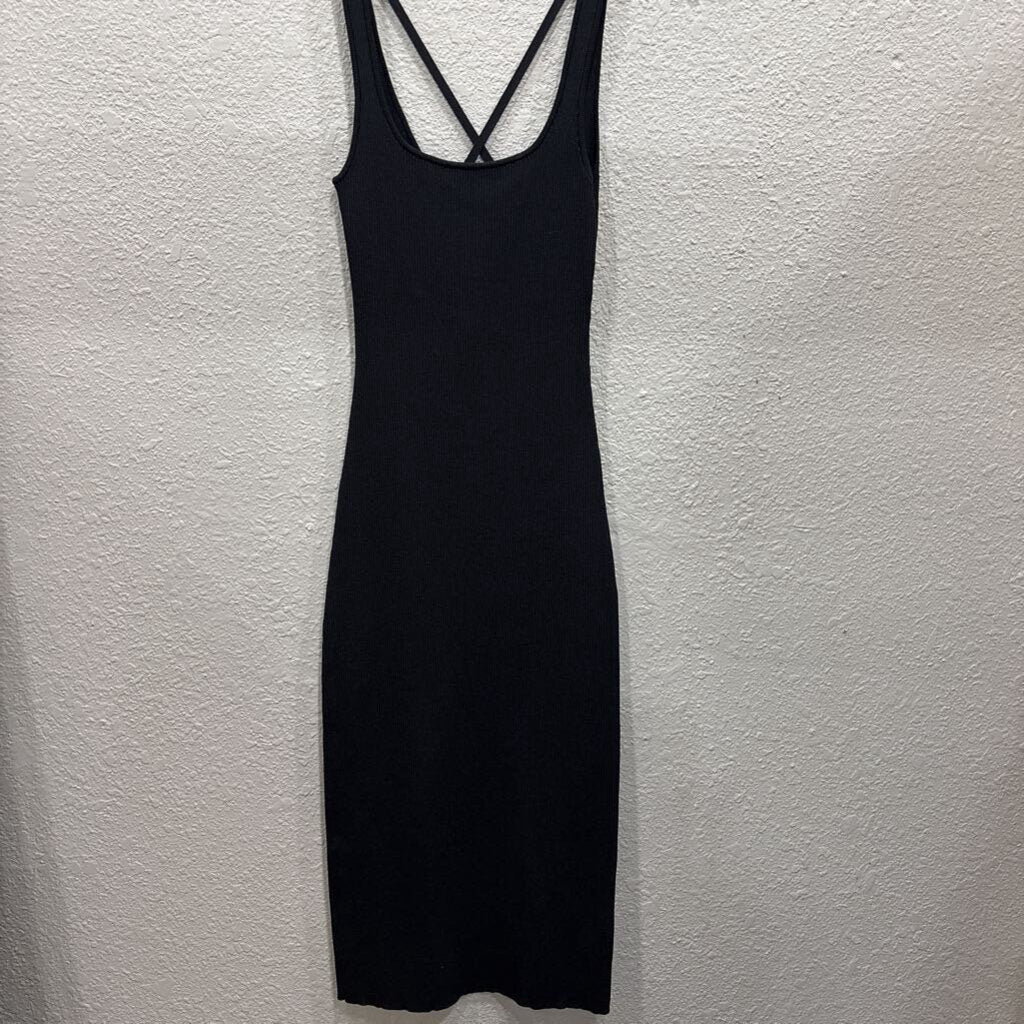 ASTR,TANK RIBBED KNITT MAXI DRESS,BLK,S
