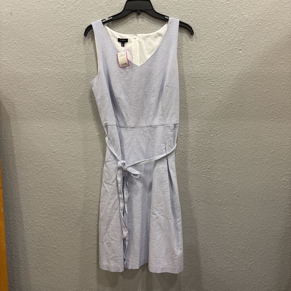 TALBOTS,STRIPED S/S DRESS,BLUE,S