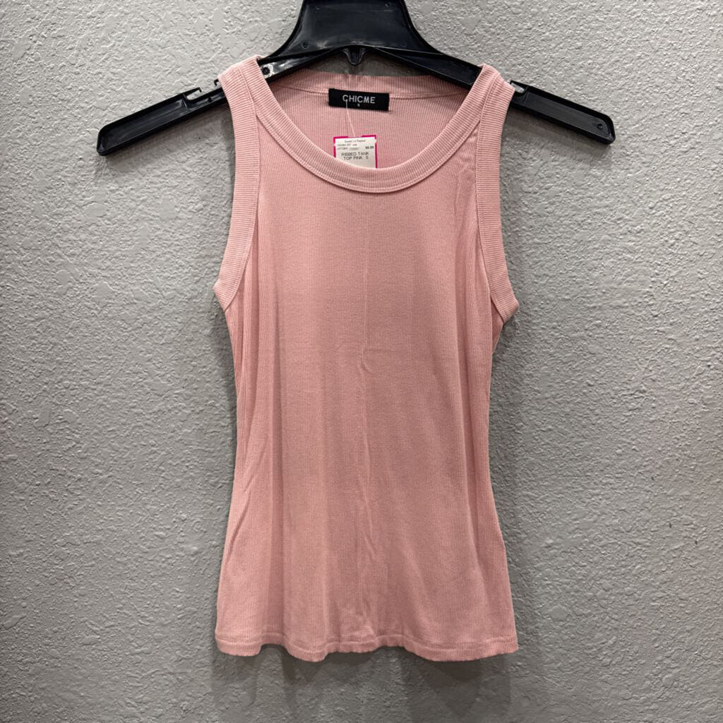 CHIC ME,RIBBED TANK TOP,PINK ,S