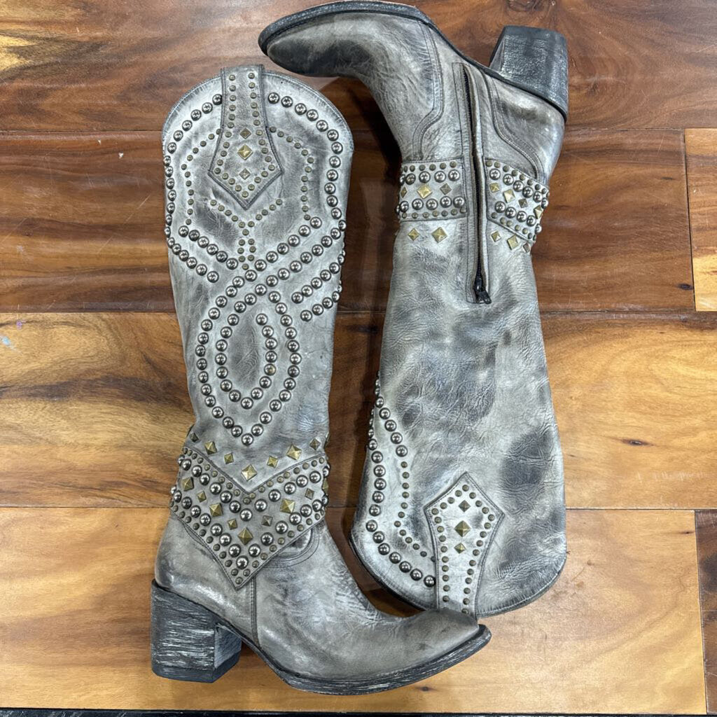 OLD GRINGO,NEW OLD GRINGO STUD BOOT RETAIL $800,GRY ,7