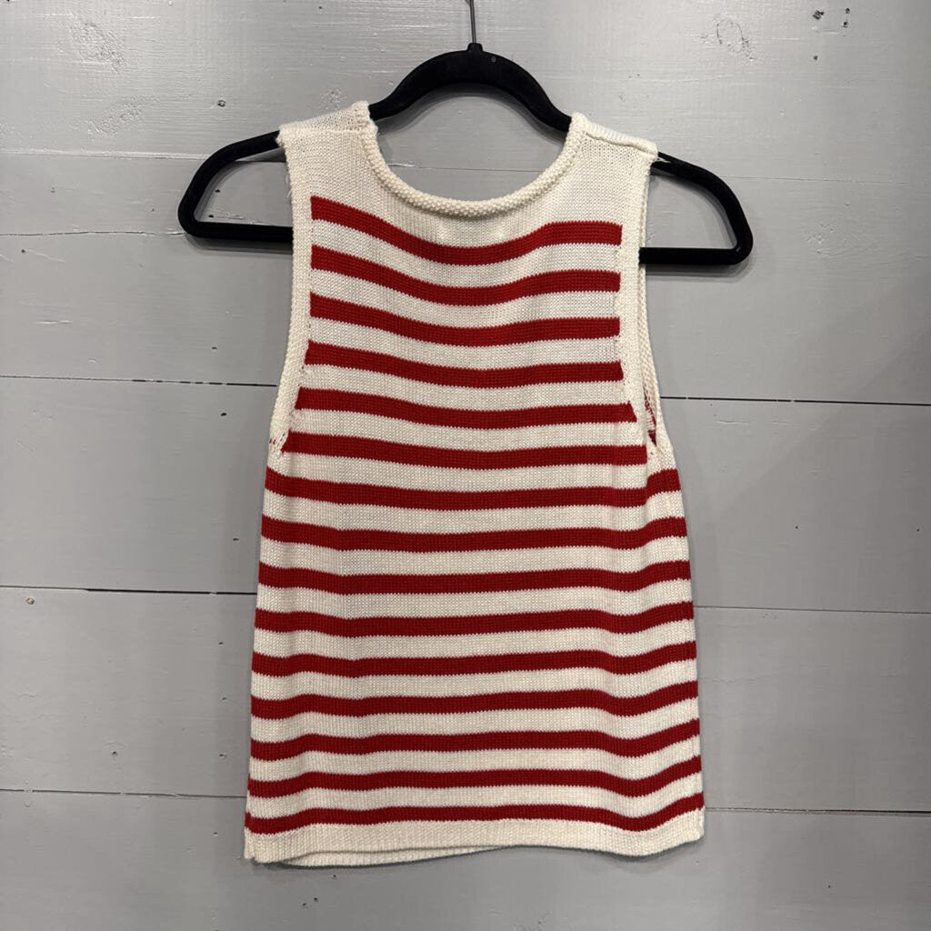 THE WORKSHOP,TANK SWEATER STRIPE TOP,RD/CR,L