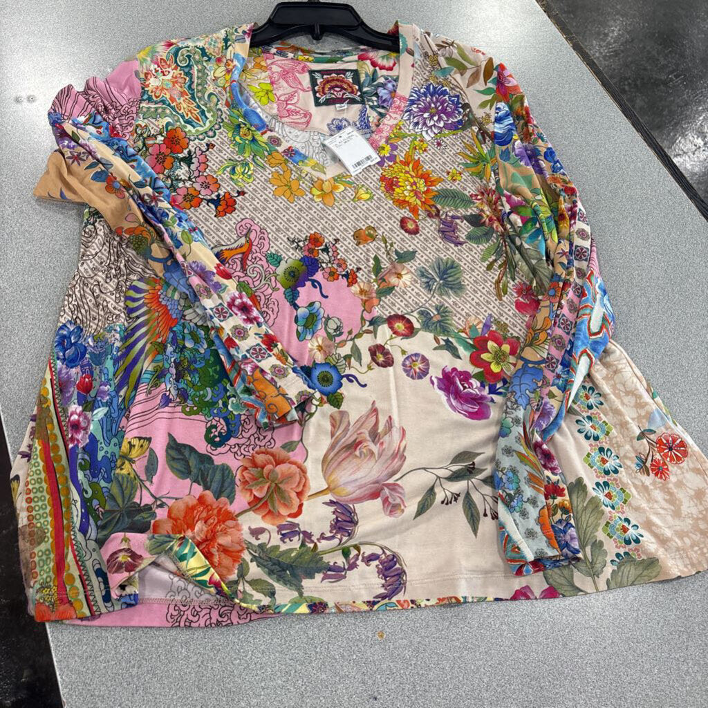 JOHNNY WAS,JWAS FLORAL TOP ,MULTI ,L