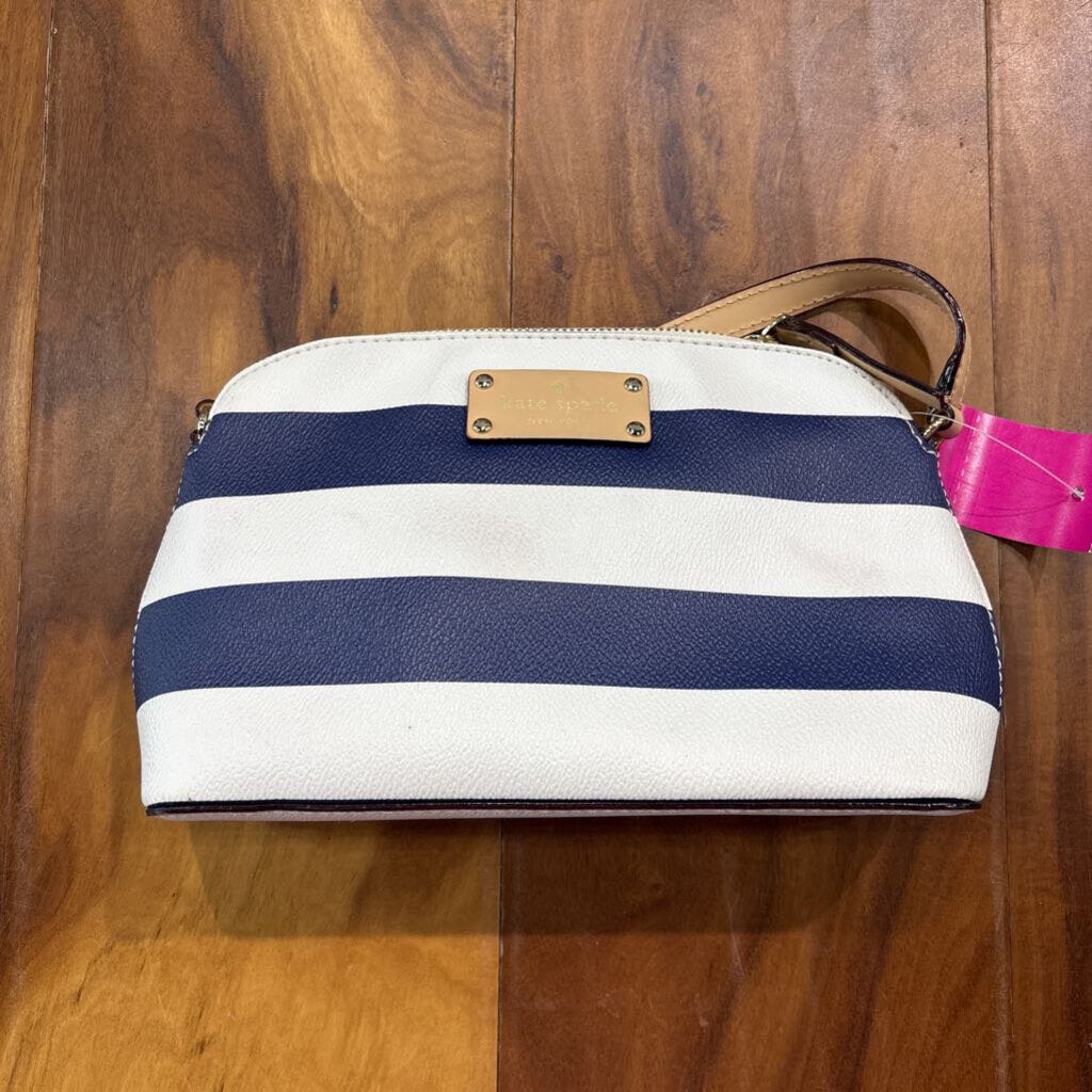 KATE SPADE,KS STRIPE HANDBAG ,WHT BLUE