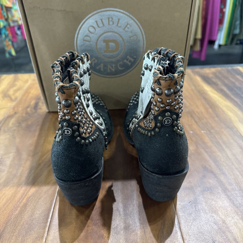 OLD GRINGO,DDR OLD GRINGO STUD PATCH BOOT RETAIL $650,BLK WHITE BRN ,9