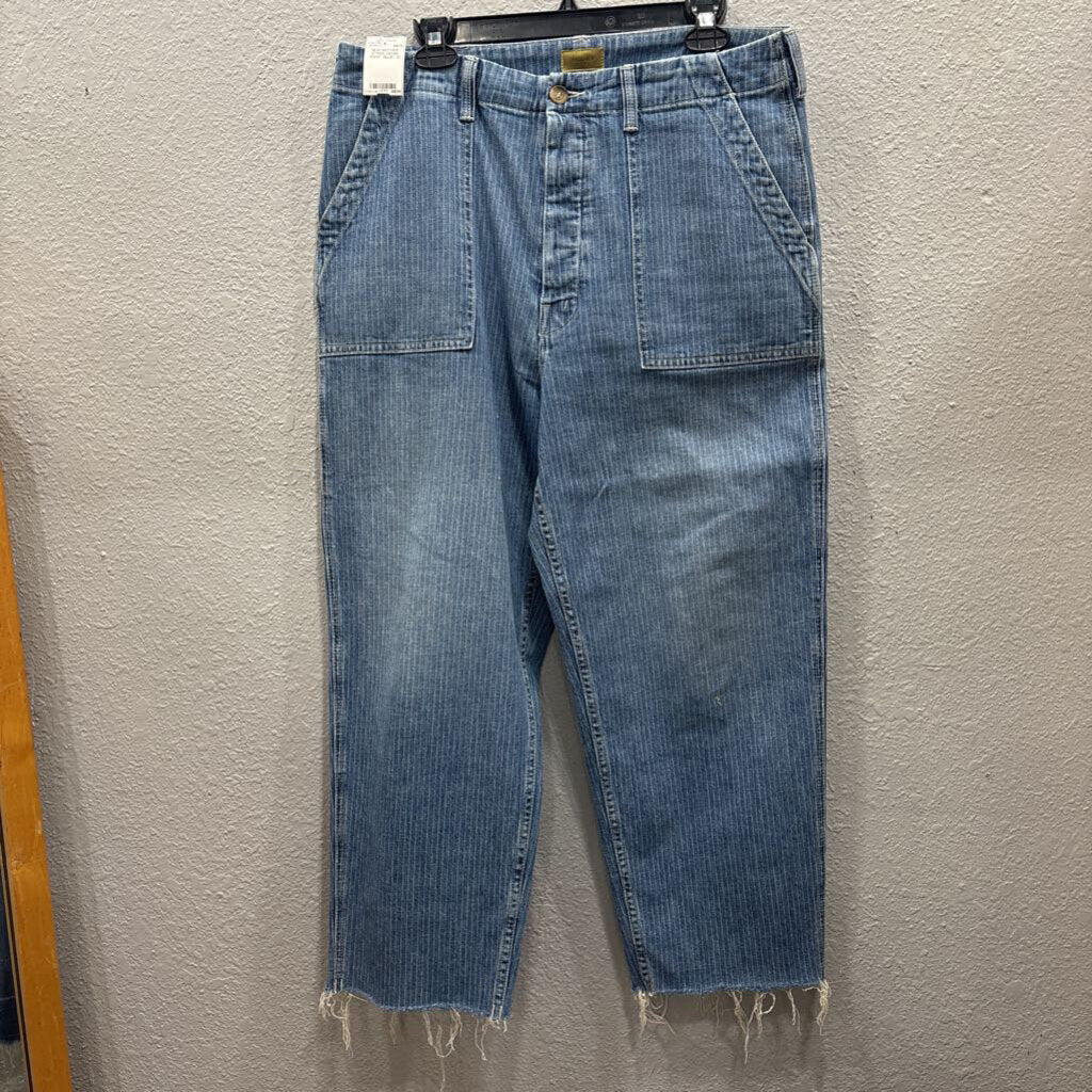 MOTHER,NEW MOTHER STRIPE DENIM PANT ,BLUE ,31