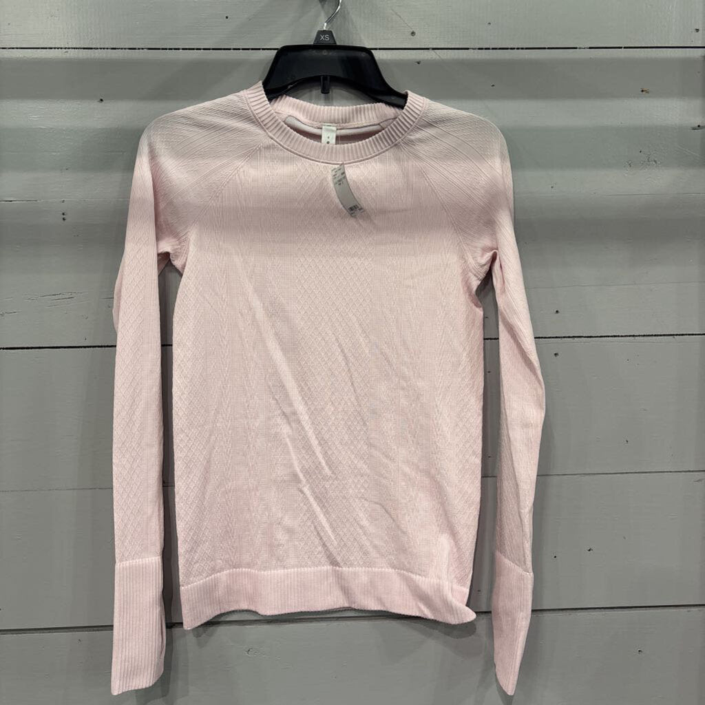 LULULEMON,LULU RIBBED TOP ,PINK ,6