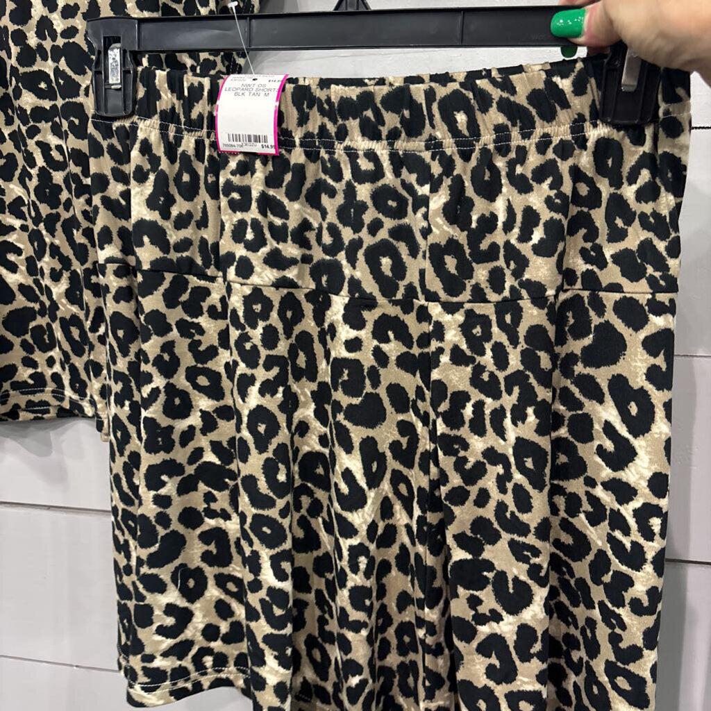 ANNIEWEAR,NWT OS LEOPARD SHORTS,BLK TAN ,M