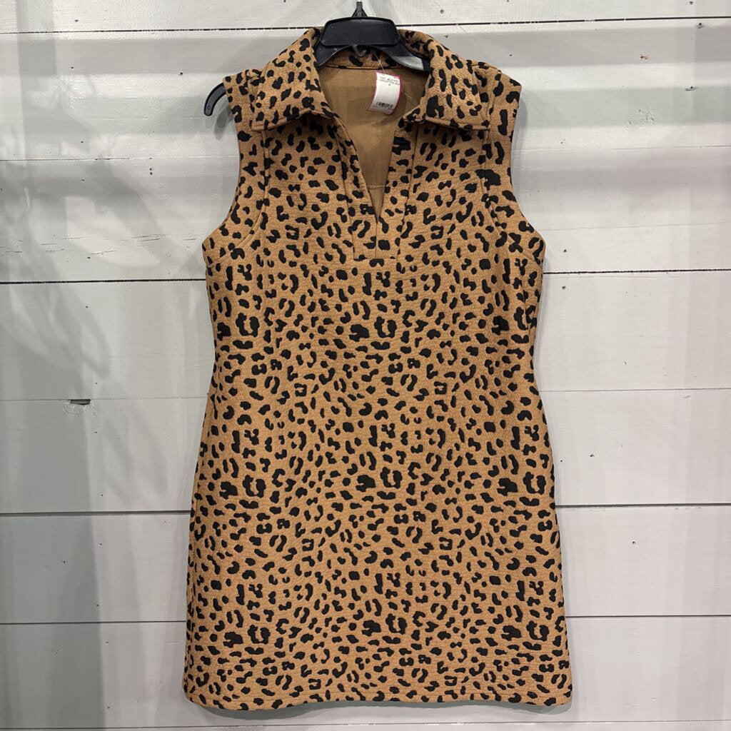 NWT LEOPARD DRESS ,TAN BLK ,M