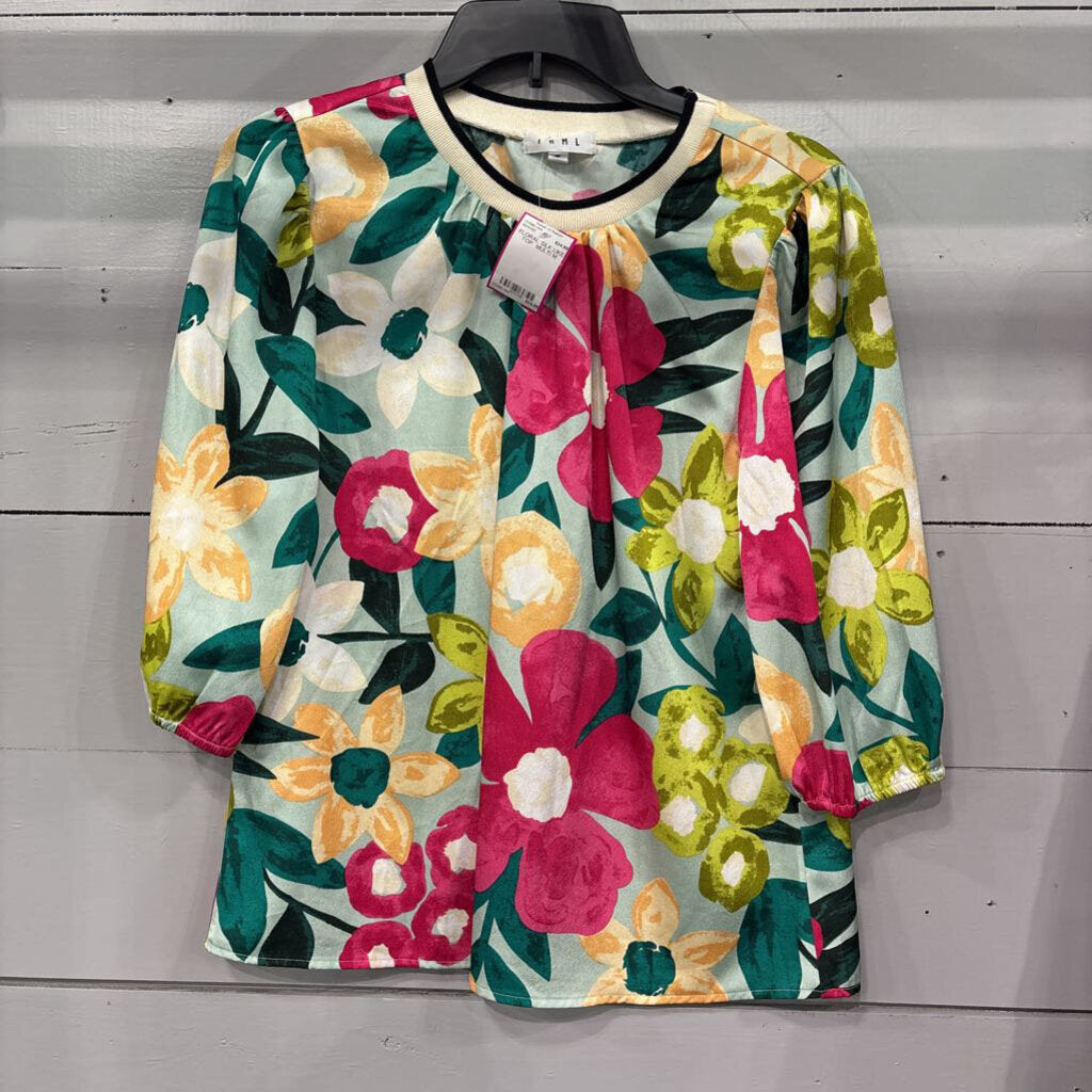 THML,FLORAL SILK LIKE TOP ,MULTI,M