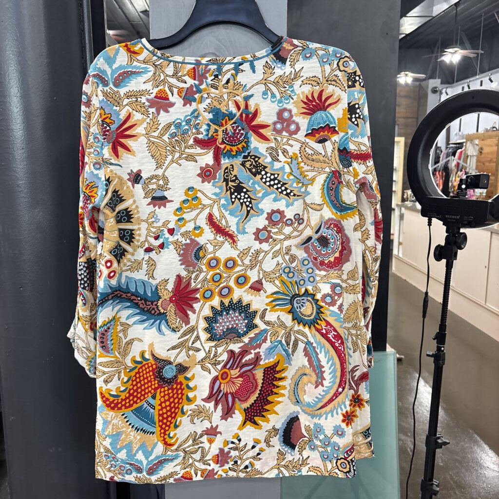 JOHN MARK,FLORAL EMBROIDERED TOP,FLORAL,S