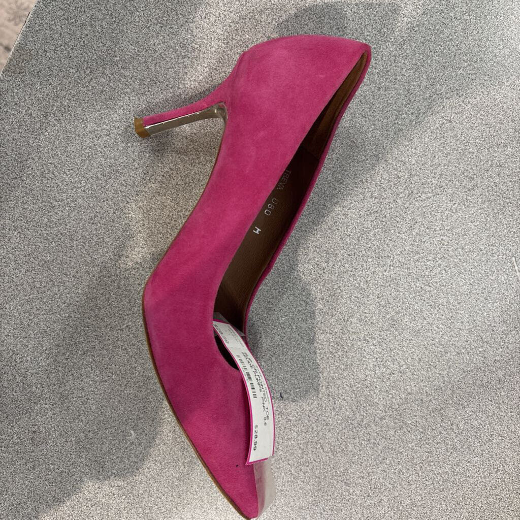 DONALD PLINER,SLIP ON POINTED TOE SEUDE PUMPS ,PINK ,8.5