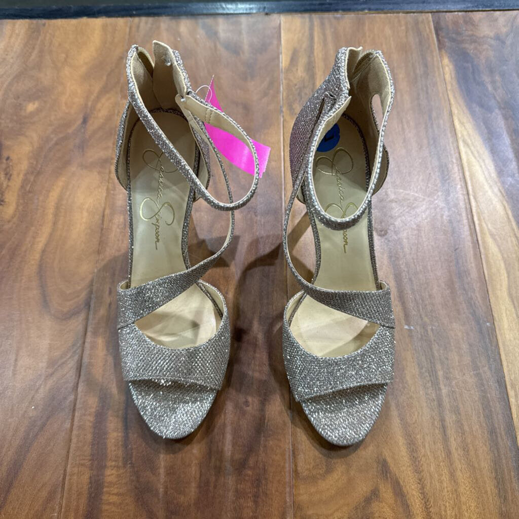 JESSICA SIMPSON,NEW GLITTER HEEL JS ,CHAMPAGNE,7.5
