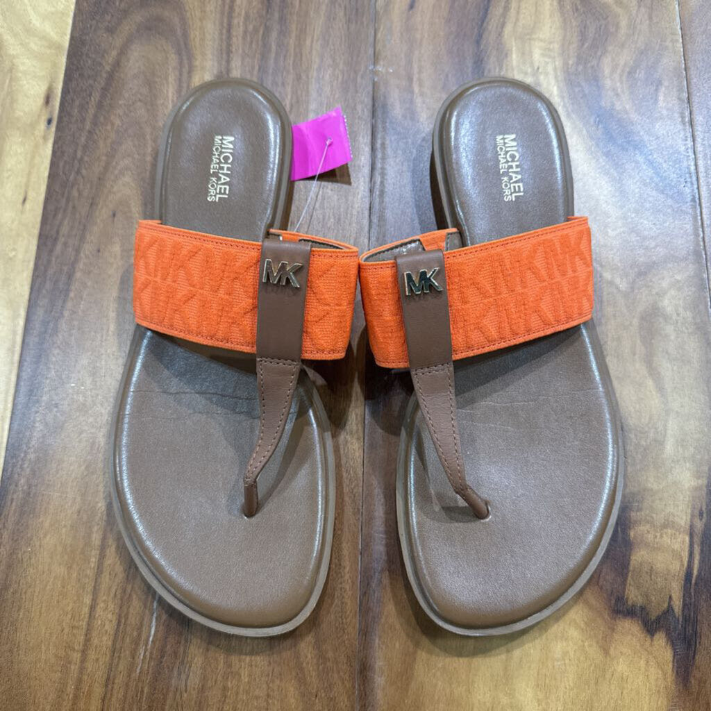 MICHAEL KORS,MK SANDAL,BRN ORG GOLD ,8.5
