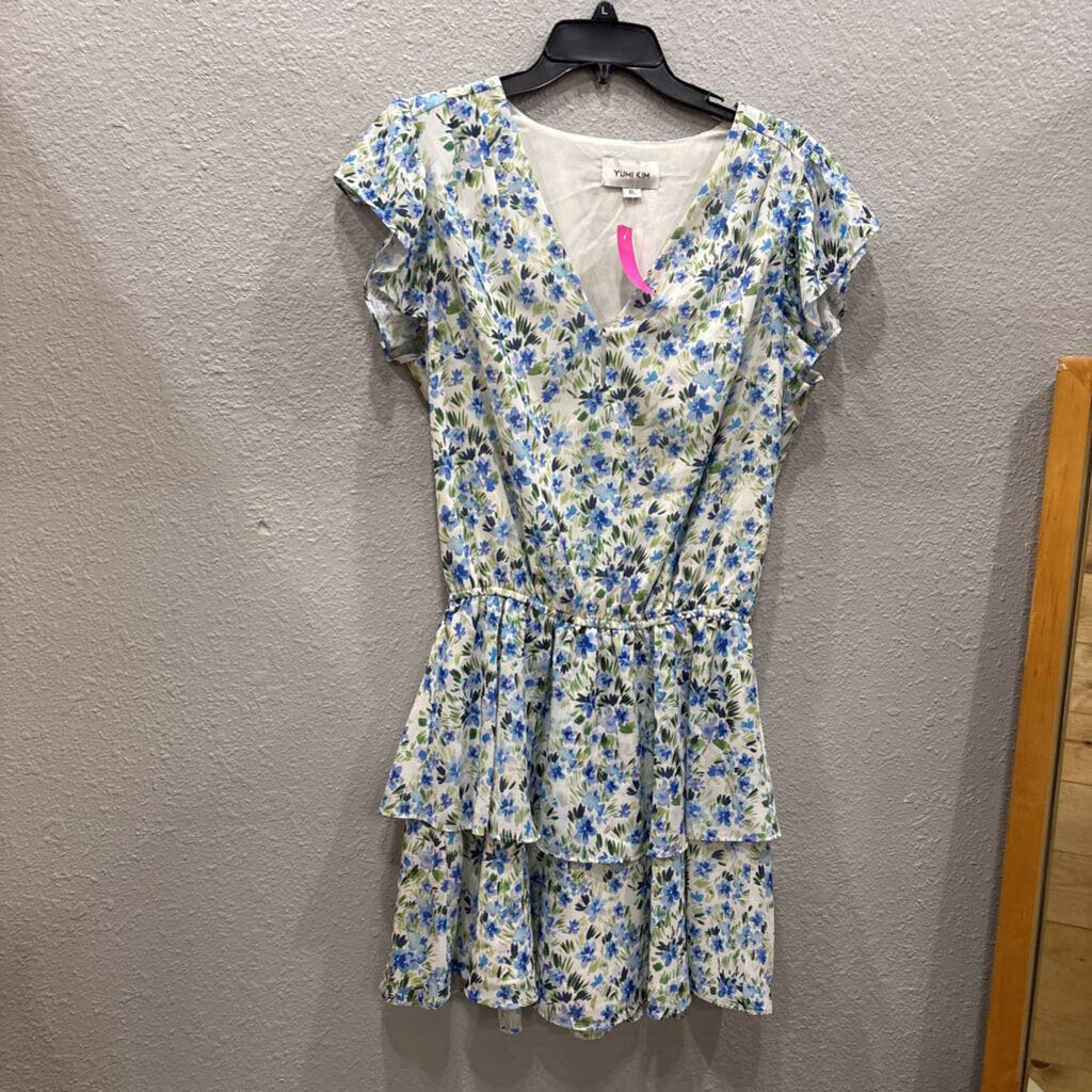 YUMI KIM,DESIGNER SHEER FLORAL DRESS RETAIL 258,TEAL ,XL