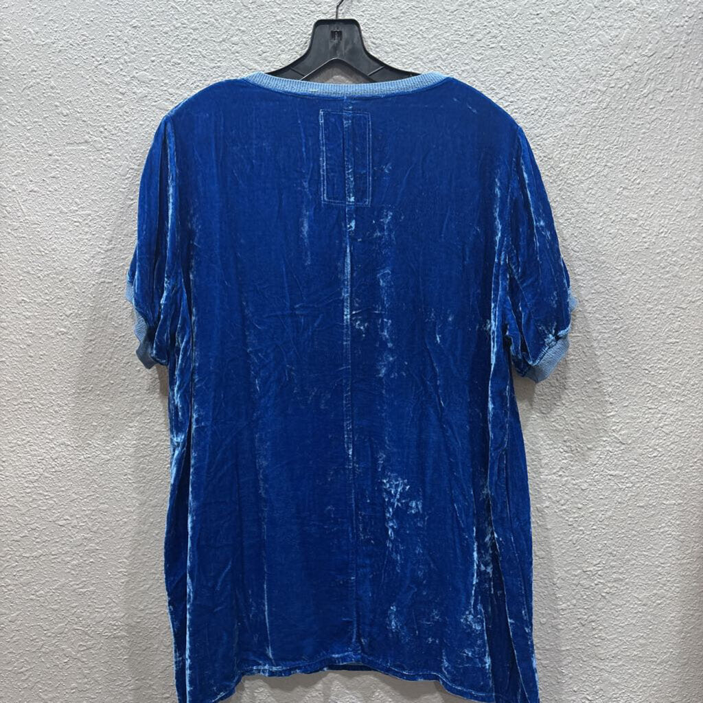 JOHNNY WAS,JWAS VELVET TOP ,BLUE ,S