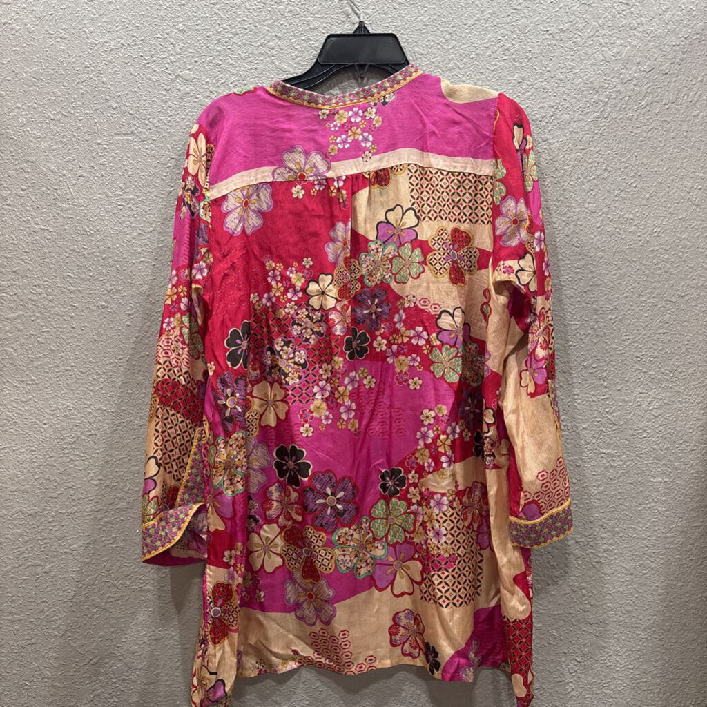 JOHNNY WAS,JWAS FLOWER TOP ,PINK MULTI,M