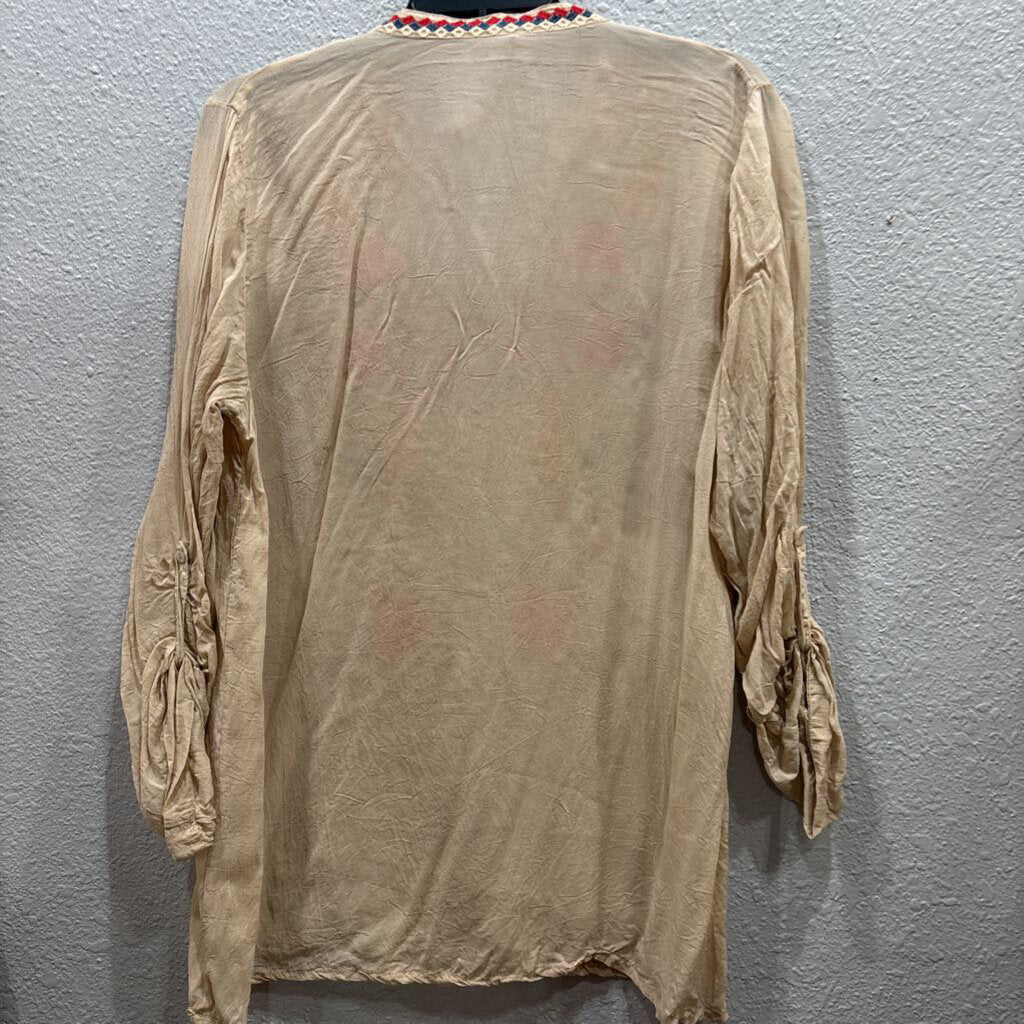 JOHNNY WAS,JWAS SILK LIKE FLORAL TOP ,IVORY MULTI,M