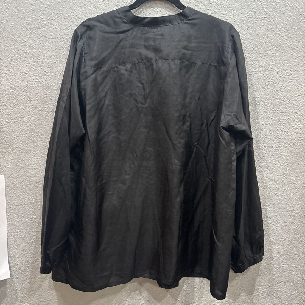 JOHNNY WAS,JWAS SILK RUFFLE ,BLK ,M